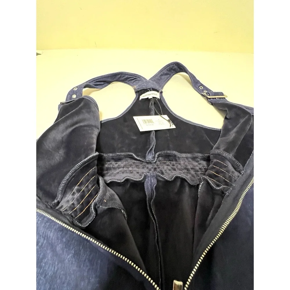 We Wore What Women's Sleeveless‎ Ski Suit Darkwash Denim Texture Size L